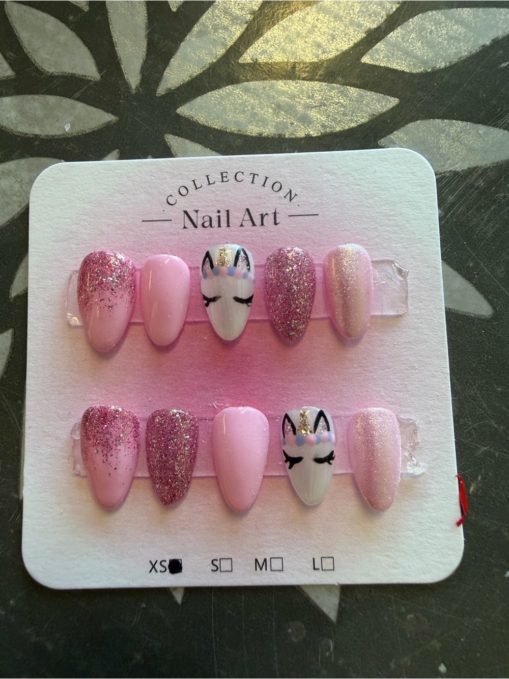 Unicorn Pink Glitter Press-On Kids Nail Set